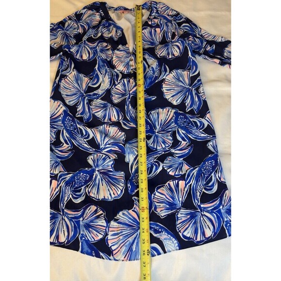 LILLY PULITZER Brynle Shift Dress Reel Life Blue Botanical Medium Long Sleeve - Picture 12 of 14